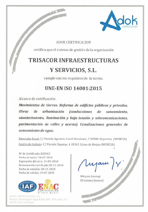 Adok Certificado Trisacor 14001:2015